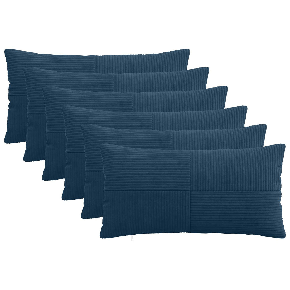 vidaXL Funda de almohada 6 pcs ALMELO Azul marino 40 x 70 cm pana