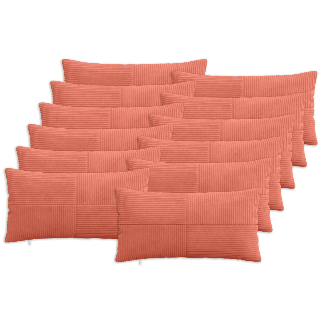 vidaXL Funda de almohada 12 pcs ALMELO Rojo Naranja 40 x 80 cm pana