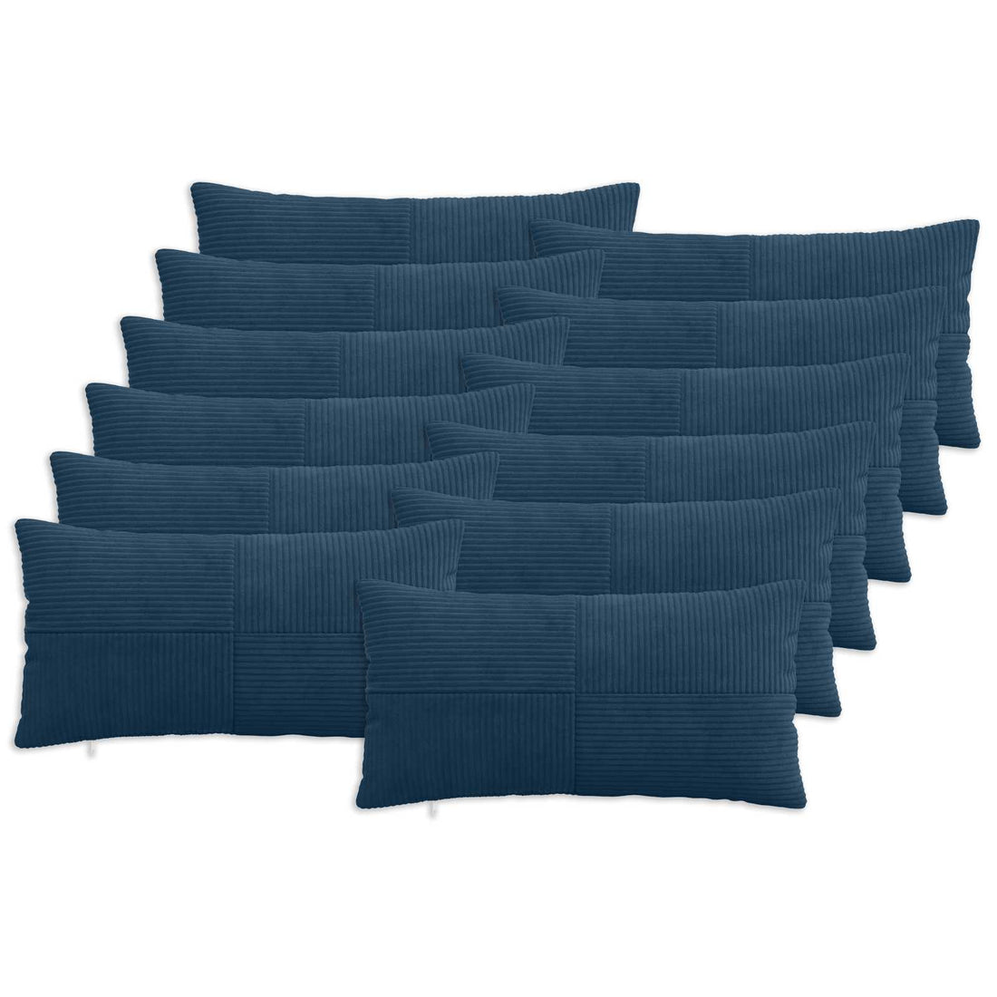 vidaXL Funda de almohada 12 pcs ALMELO Azul marino 40 x 80 cm pana