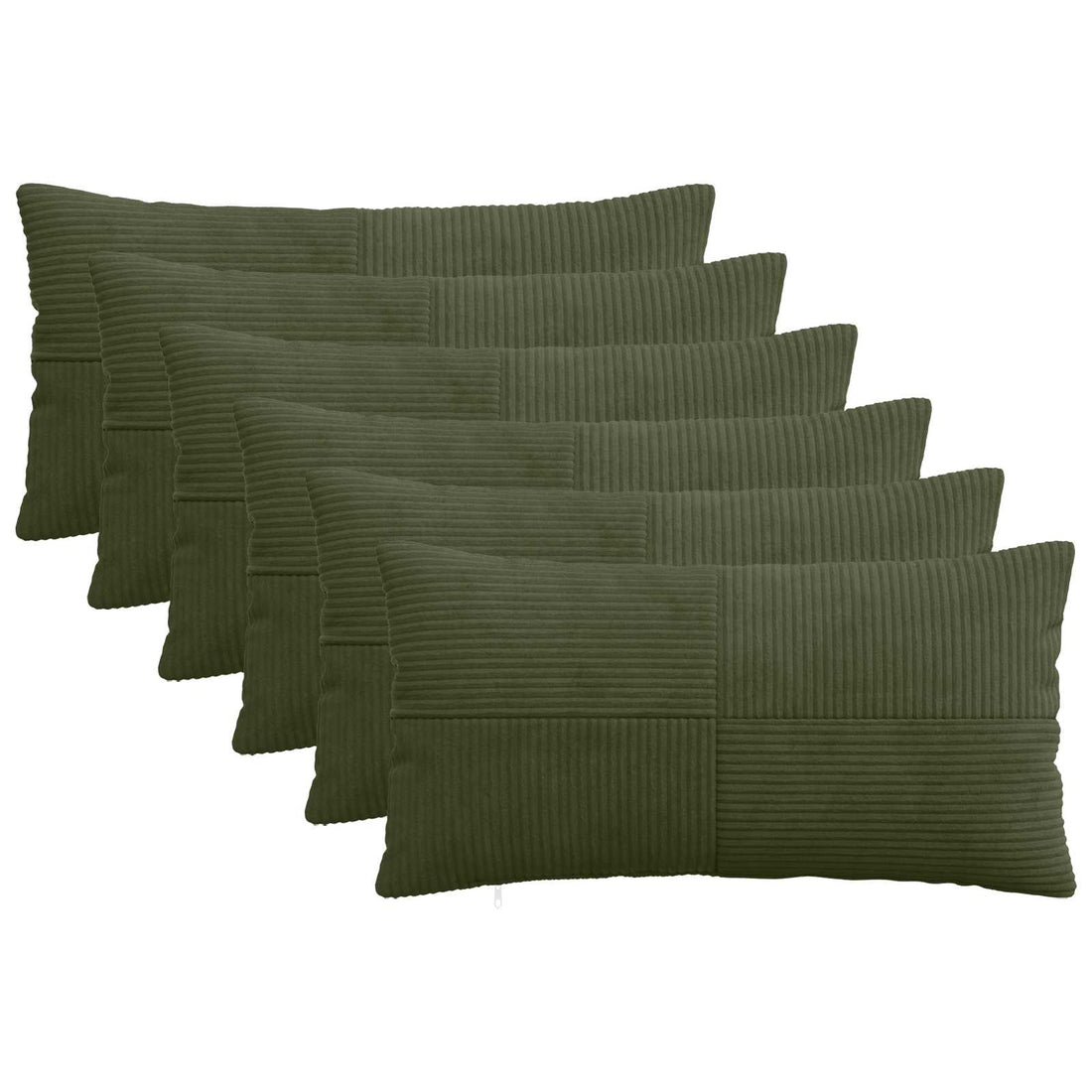 vidaXL Funda de almohada 6 pcs ALMELO Verde 40 x 80 cm pana