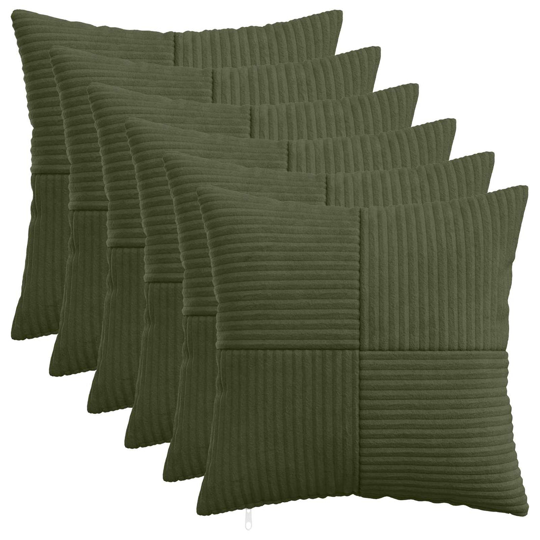 vidaXL Funda de almohada 6 pcs ALMELO Verde 45 x 45 cm pana