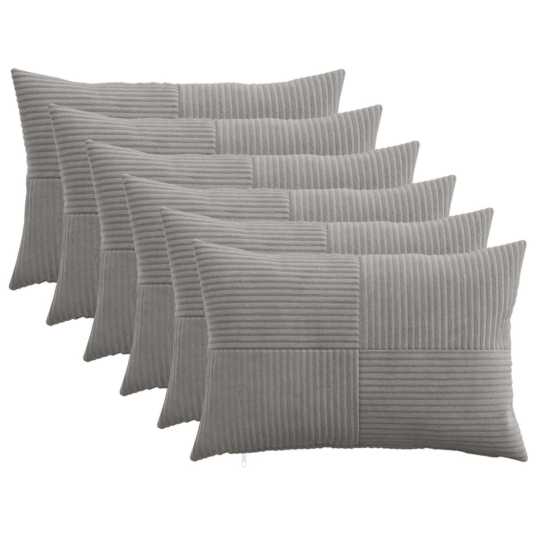 vidaXL Funda de almohada 6 pcs ALMELO Gris Claro 50 x 80 cm pana