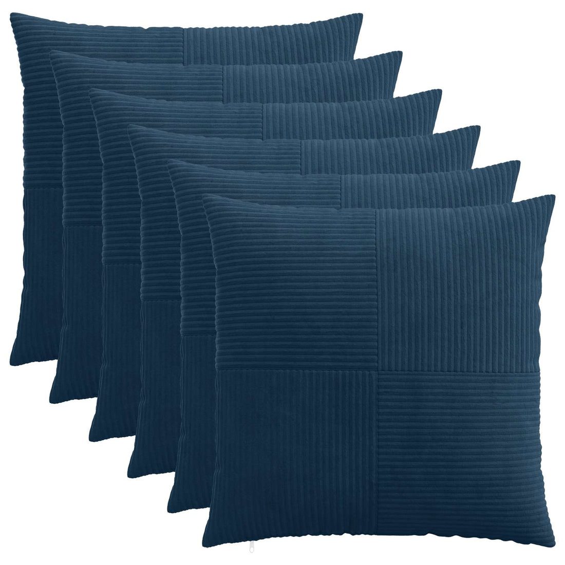 vidaXL Funda de almohada 6 pcs ALMELO Azul marino 55 x 55 cm pana