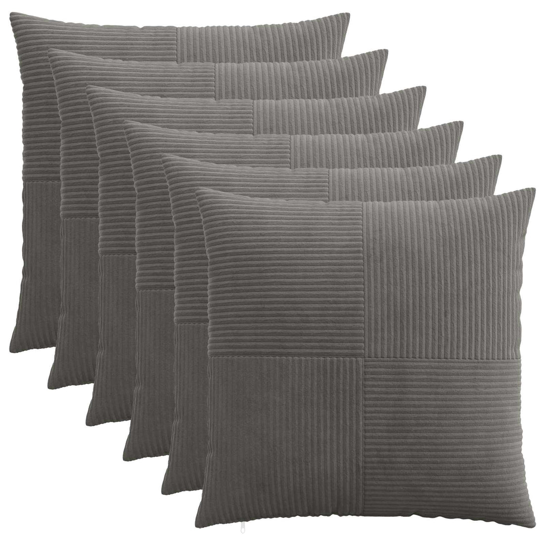 vidaXL Funda de almohada 6 pcs ALMELO Gris oscuro 65 x 65 cm pana