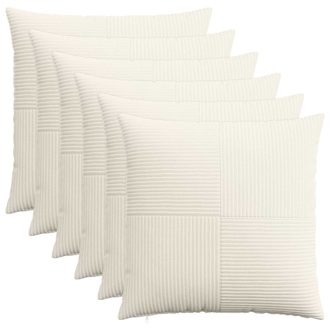vidaXL Funda de almohada 6 pcs ALMELO Crema 65 x 65 cm pana