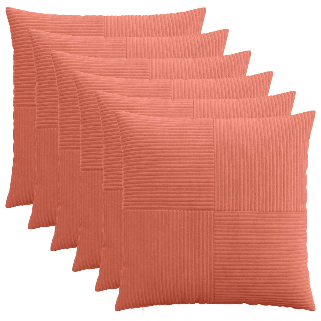 vidaXL Funda de almohada 6 pcs ALMELO Rojo Naranja 65 x 65 cm pana