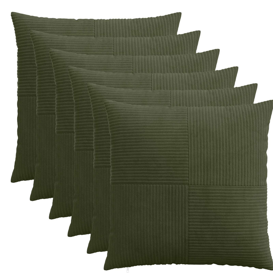 vidaXL Funda de almohada 6 pcs ALMELO Verde 80 x 80 cm pana