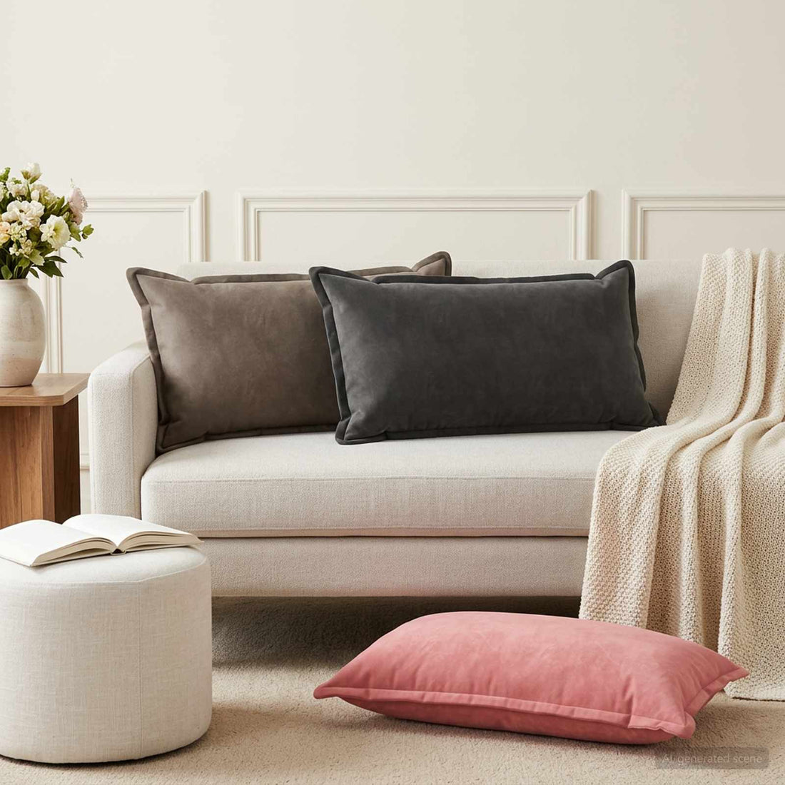 vidaXL Cojín con almohada HOUTEN 2 uds. Gris Claro Terciopelo