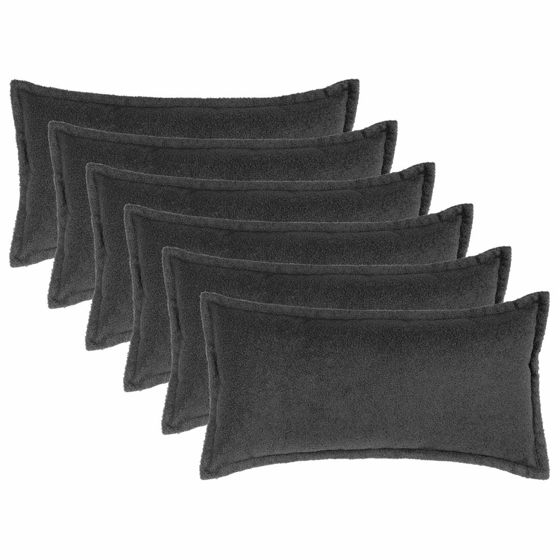 vidaXL Funda de almohada 6 pcs HOUTEN Gris oscuro 40 x 70 cm Bouclé