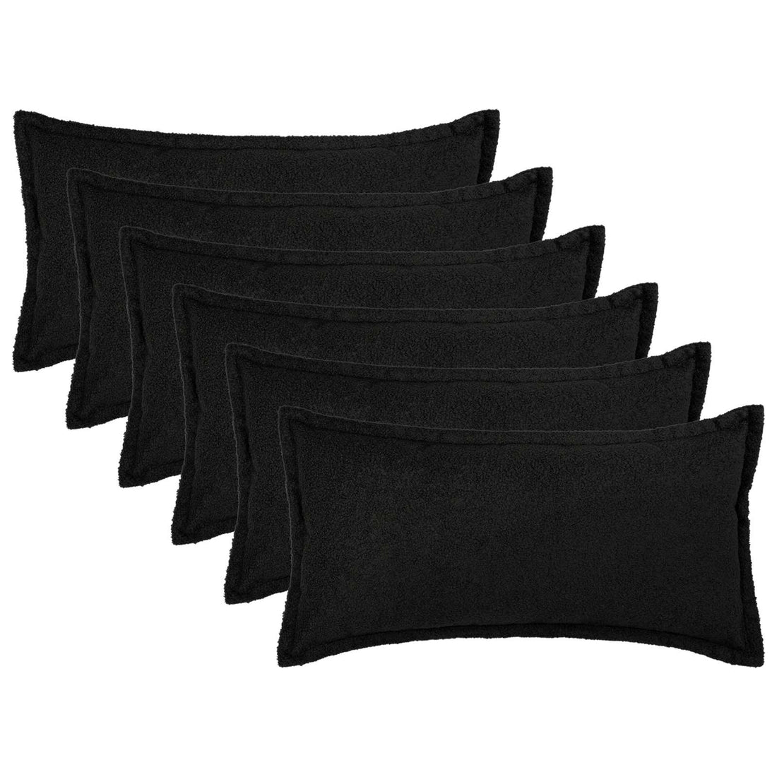 vidaXL Funda de almohada 6 pcs HOUTEN Negro 40 x 70 cm Bouclé