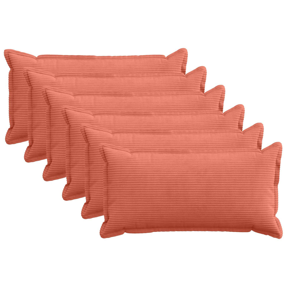 vidaXL Funda de almohada 6 uds. HOUTEN Rojo Naranja 40 x 80 cm pana