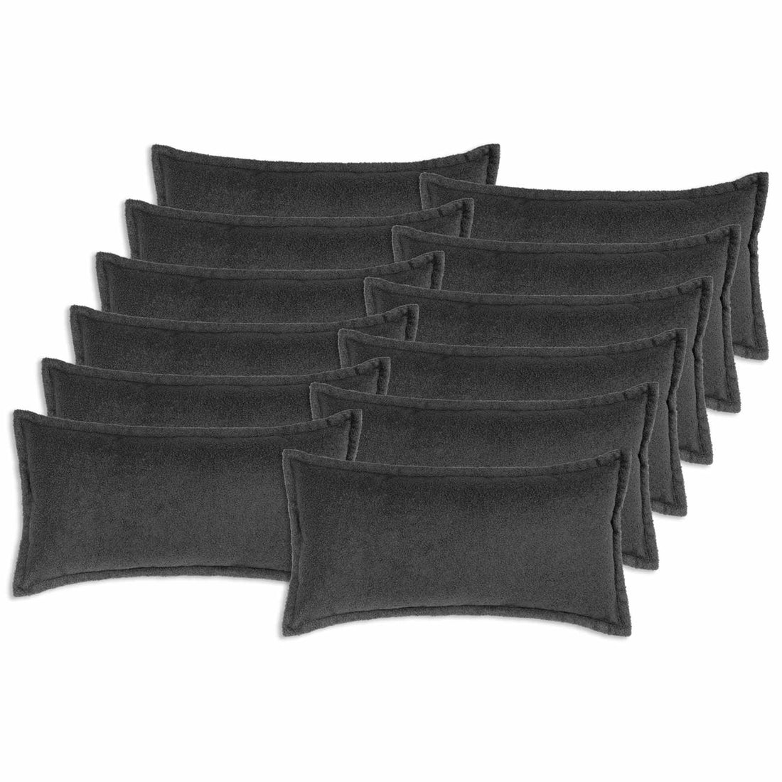 vidaXL Funda de almohada 12 uds. HOUTEN Gris oscuro 40 x 80 cm Bouclé