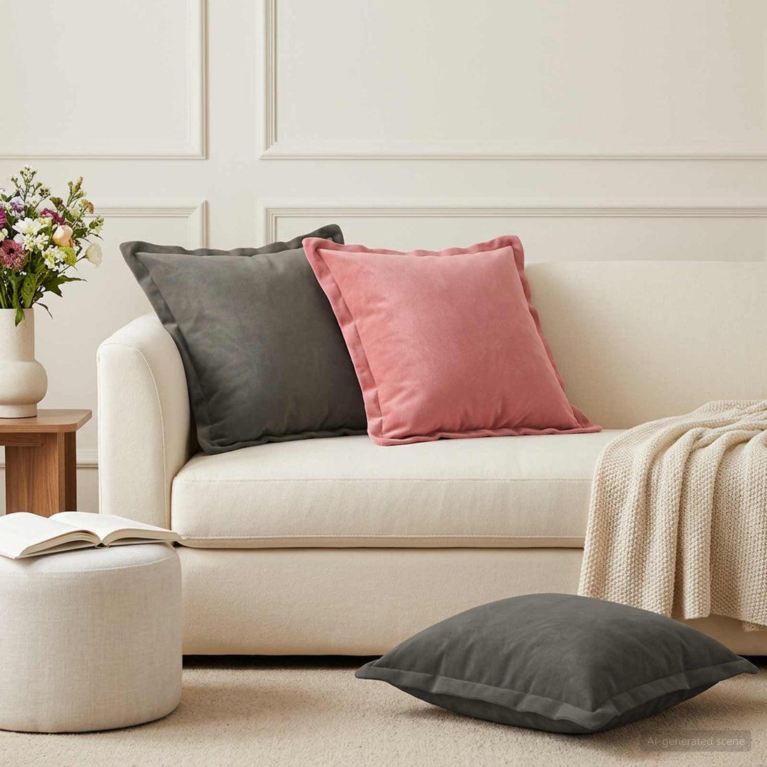 vidaXL Cojín con almohada HOUTEN 6 uds. Rosa Terciopelo