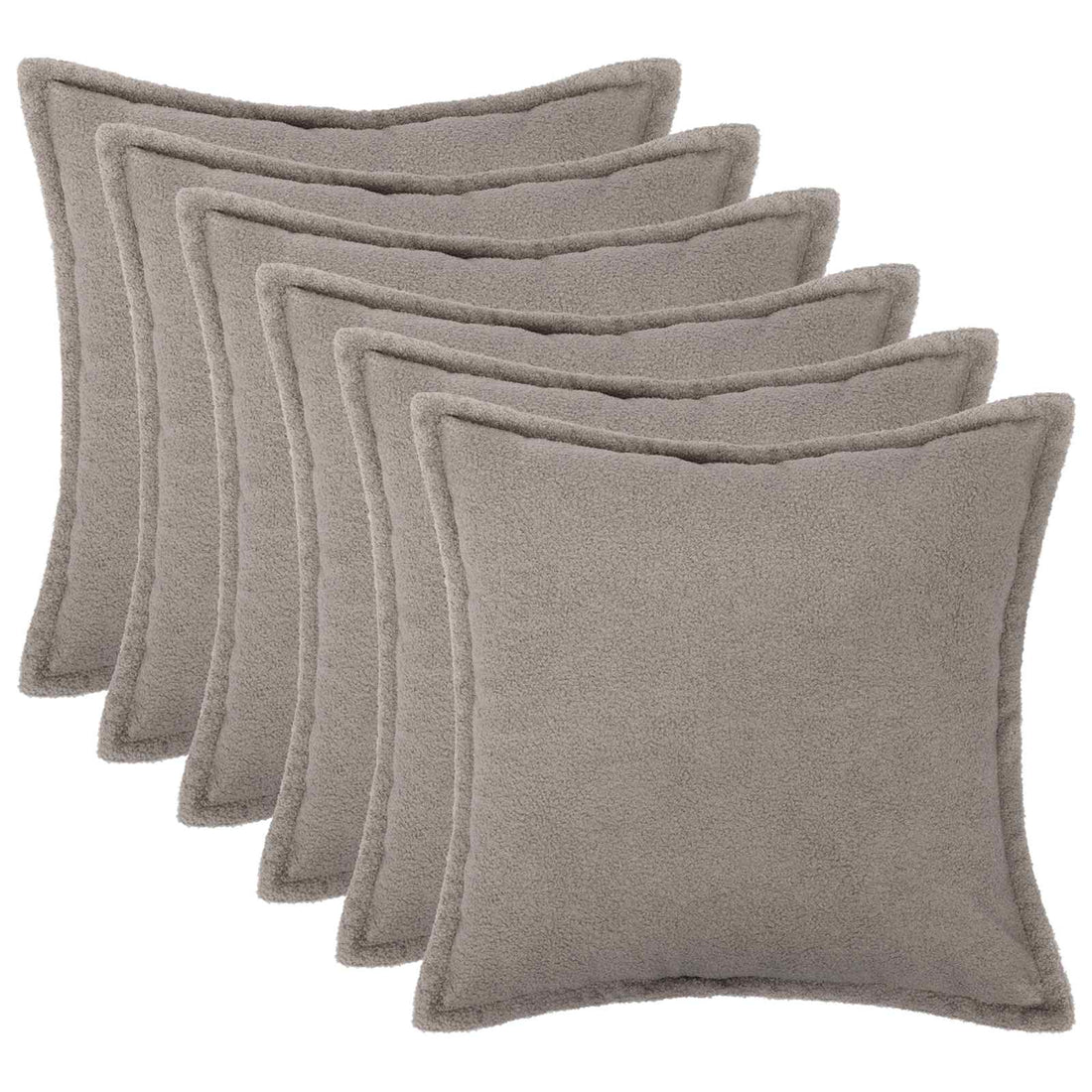 vidaXL Funda de almohada 6 pcs HOUTEN Gris Claro 50 x 50 cm Bouclé