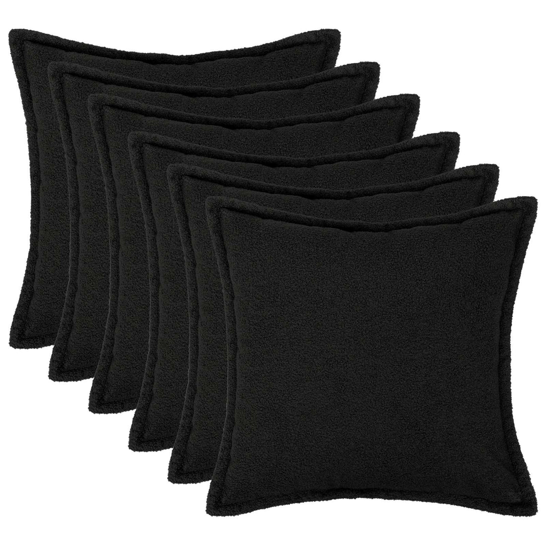 vidaXL Funda de almohada 6 pcs HOUTEN Negro 50 x 50 cm Bouclé
