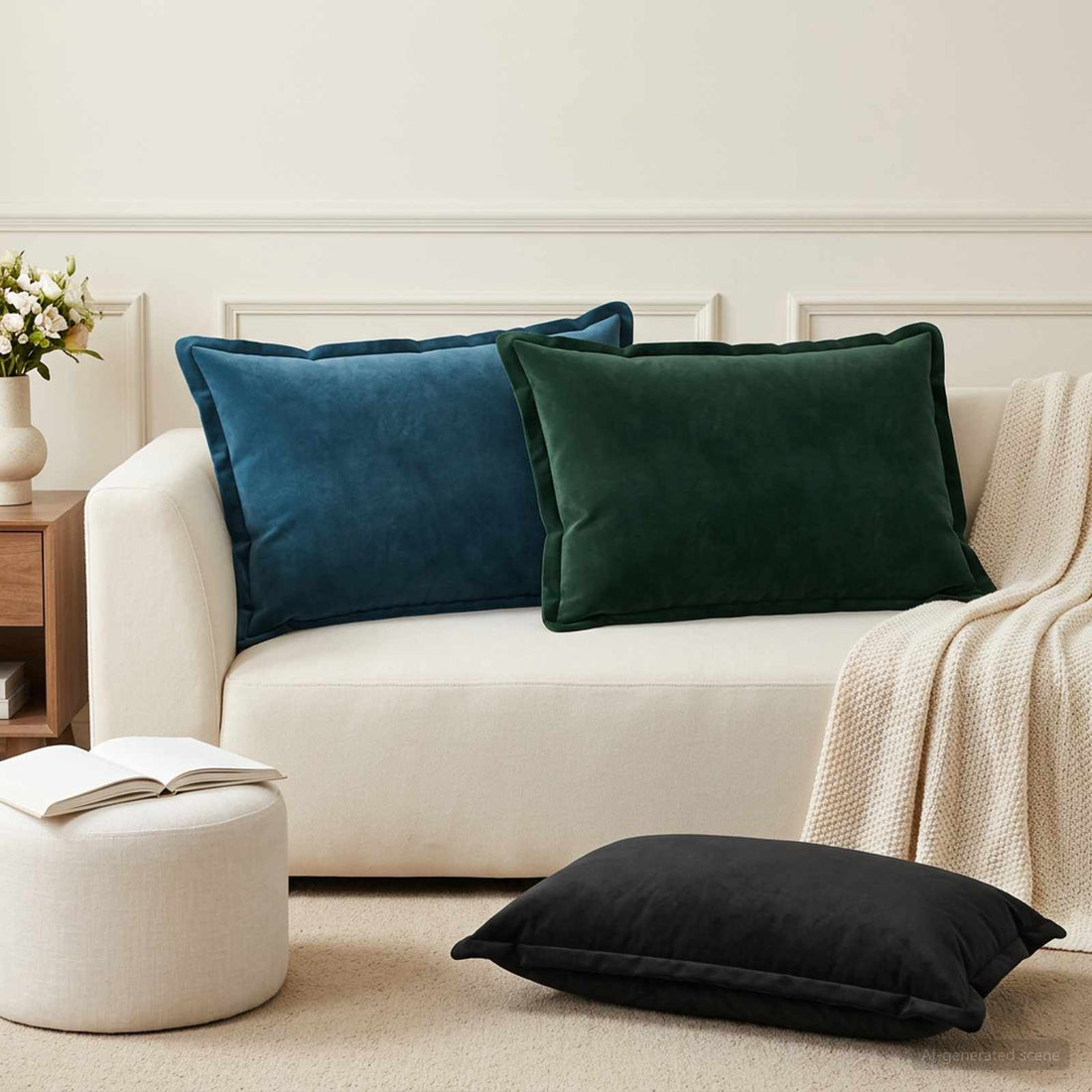 vidaXL Cojín con almohada HOUTEN 2 uds. Azul Terciopelo
