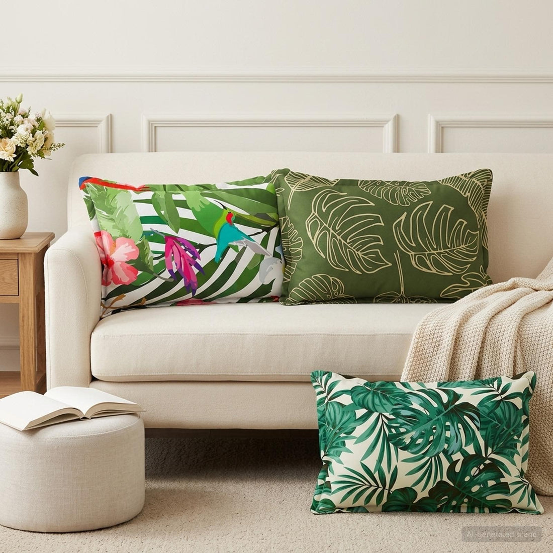 vidaXL Funda de almohada 6 uds. HOUTEN Diseño de Hojas 50 x 80 cm