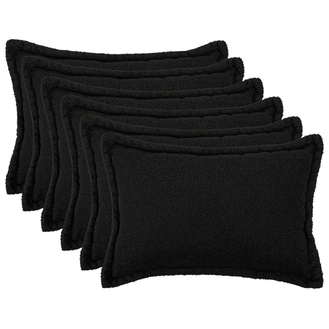 vidaXL Funda de almohada 6 pcs HOUTEN Negro 50 x 80 cm Bouclé
