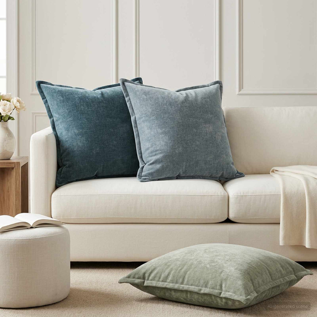 vidaXL Funda de almohada 6 uds. HOUTEN Verde 80 x 80 cm Tela Chenille