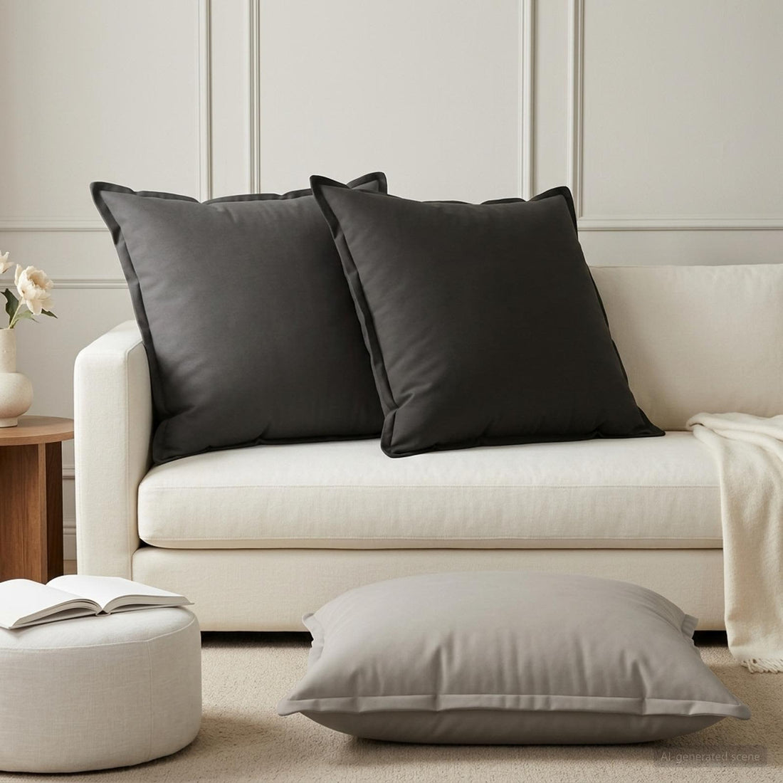 vidaXL Funda de almohada 6 uds. HOUTEN Negro 65 x 65 cm Poliéster