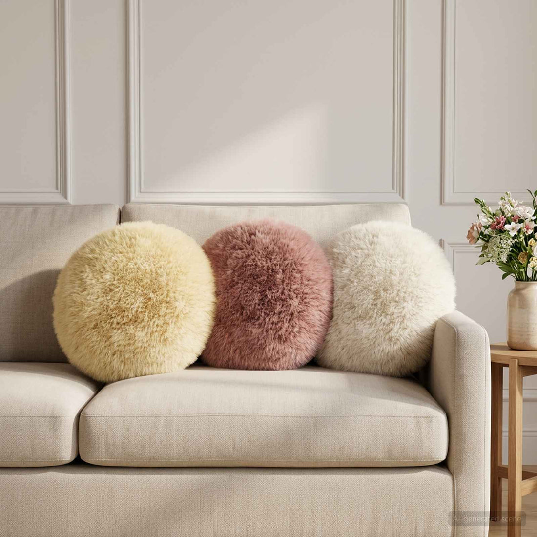 vidaXL Cojín con almohada HEERLEN 6 uds. Blanco Fleece PV