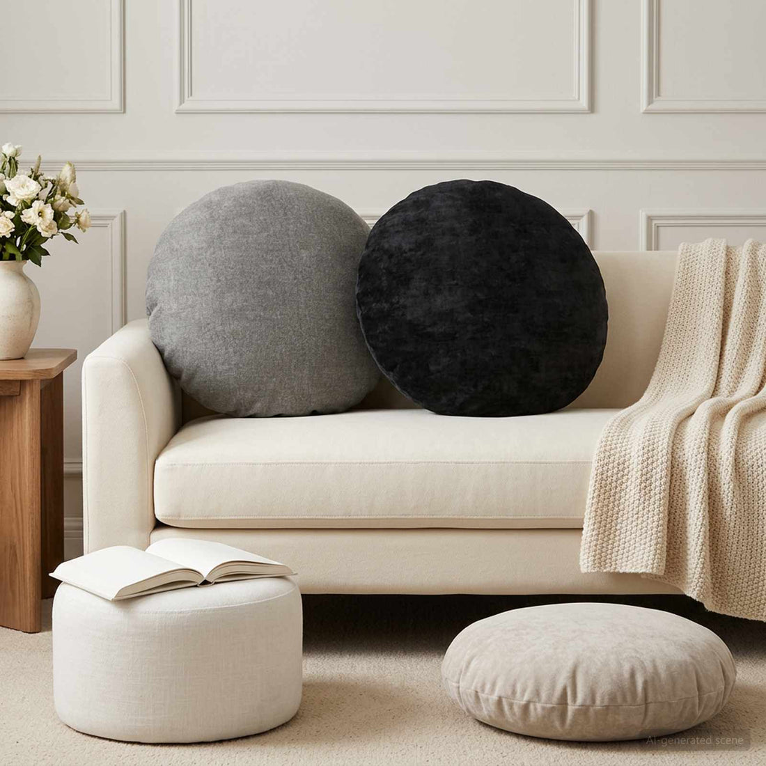 vidaXL Funda de almohada 6 uds. HEERLEN Gris oscuro Ø 60 cm