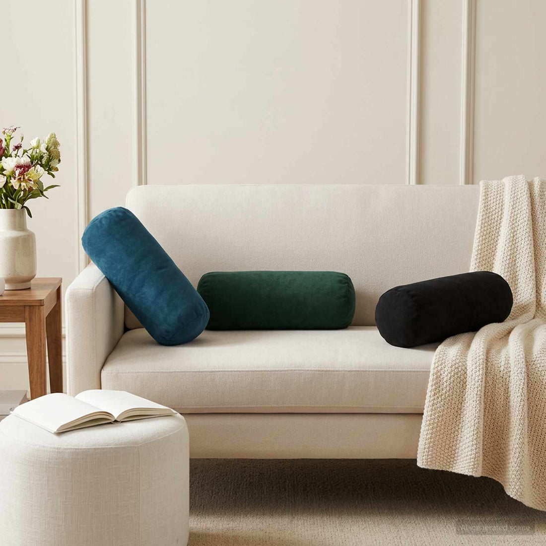 vidaXL Cojín con almohada HEERLEN 6 uds. Negro Terciopelo