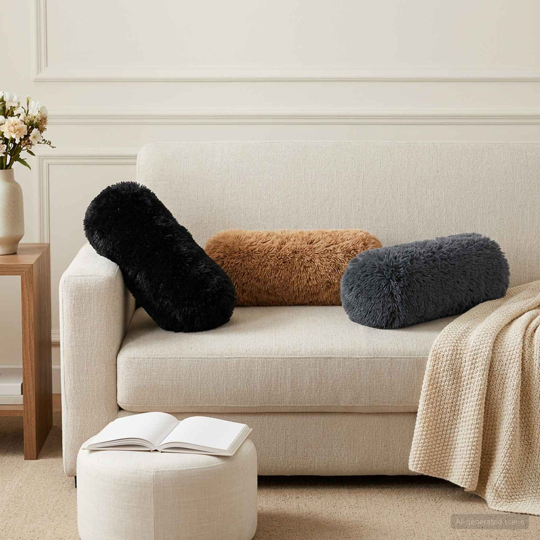 vidaXL Cojín con almohada HEERLEN 6 uds. Gris antracita Fleece PV