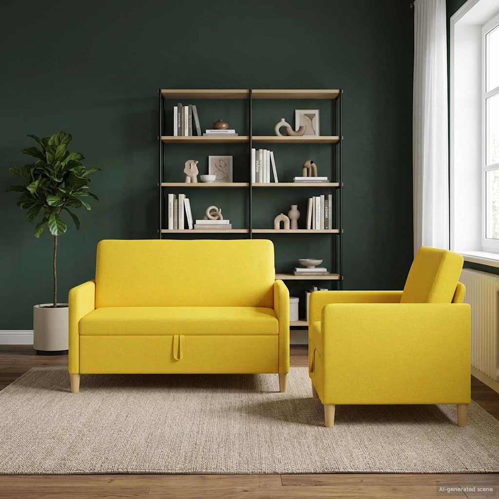 vidaXL Juego de Sofás con Almacenamiento 2 uds. Amarillo Claro