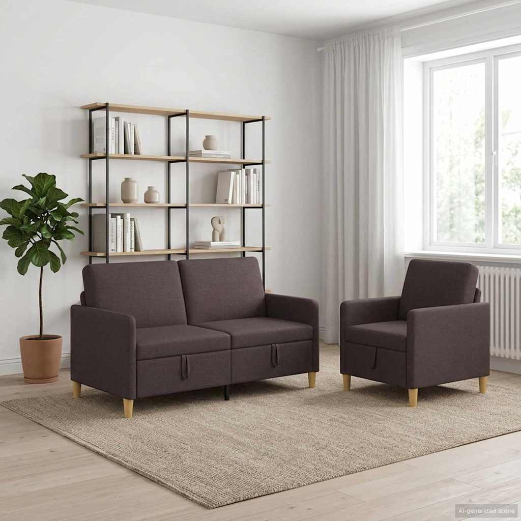 vidaXL Juego de Sofás con Almacenamiento 2 uds. Marrón Oscuro