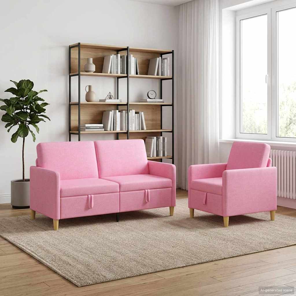 vidaXL Juego de Sofás con Almacenamiento 2 uds. Rosa Poliéster
