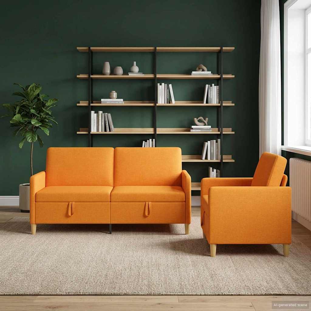 vidaXL Juego de Sofás con Almacenamiento 2 uds. Amarillo oscuro