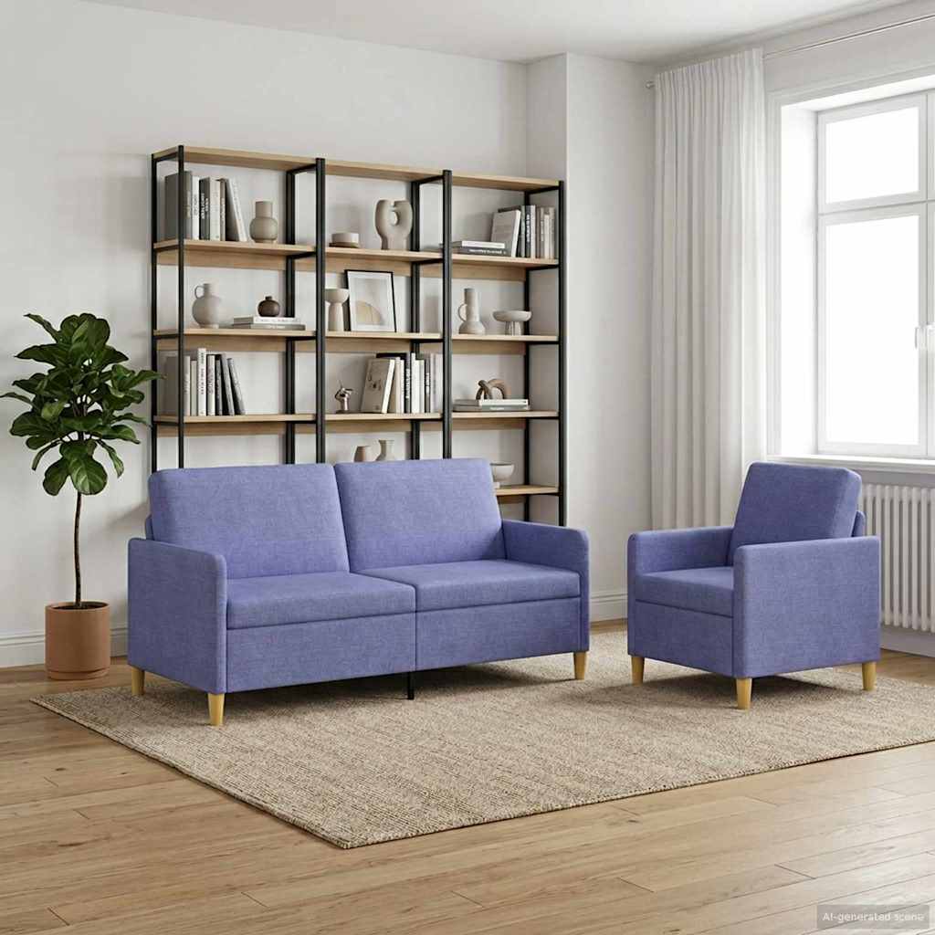 vidaXL Juego de Sofás con Almacenamiento 2 uds. Azul jeans Poliéster