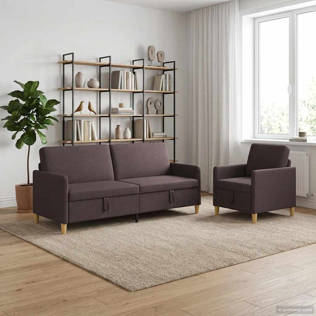 vidaXL Juego de Sofás con Almacenamiento 2 uds. Marrón Oscuro