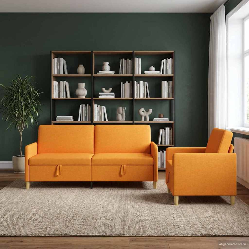 vidaXL Juego de Sofás con Almacenamiento 2 uds. Amarillo oscuro