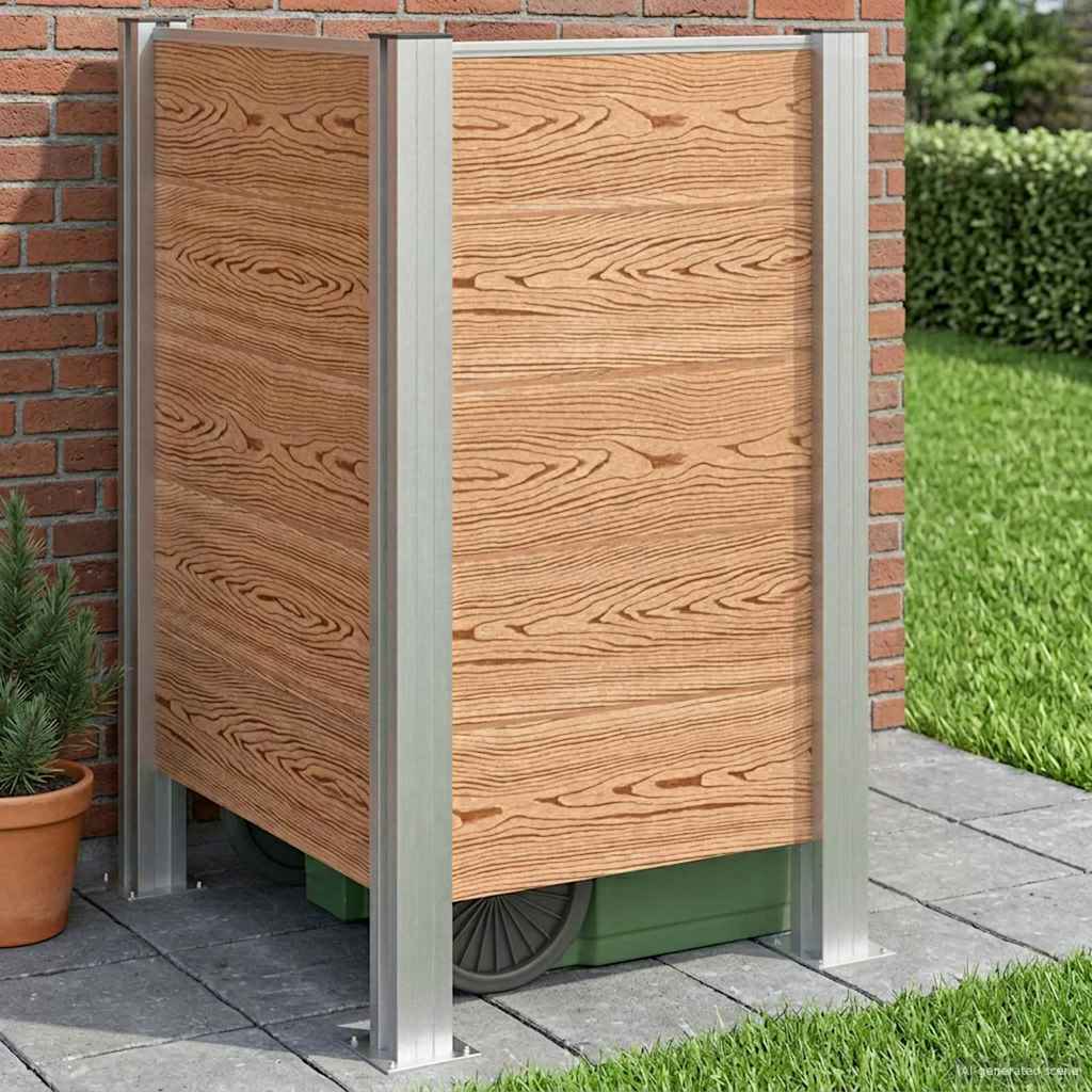 vidaXL Valla de Cubo de Basura Marrón 85 x 85 x 115 cm Aluminio y WPC