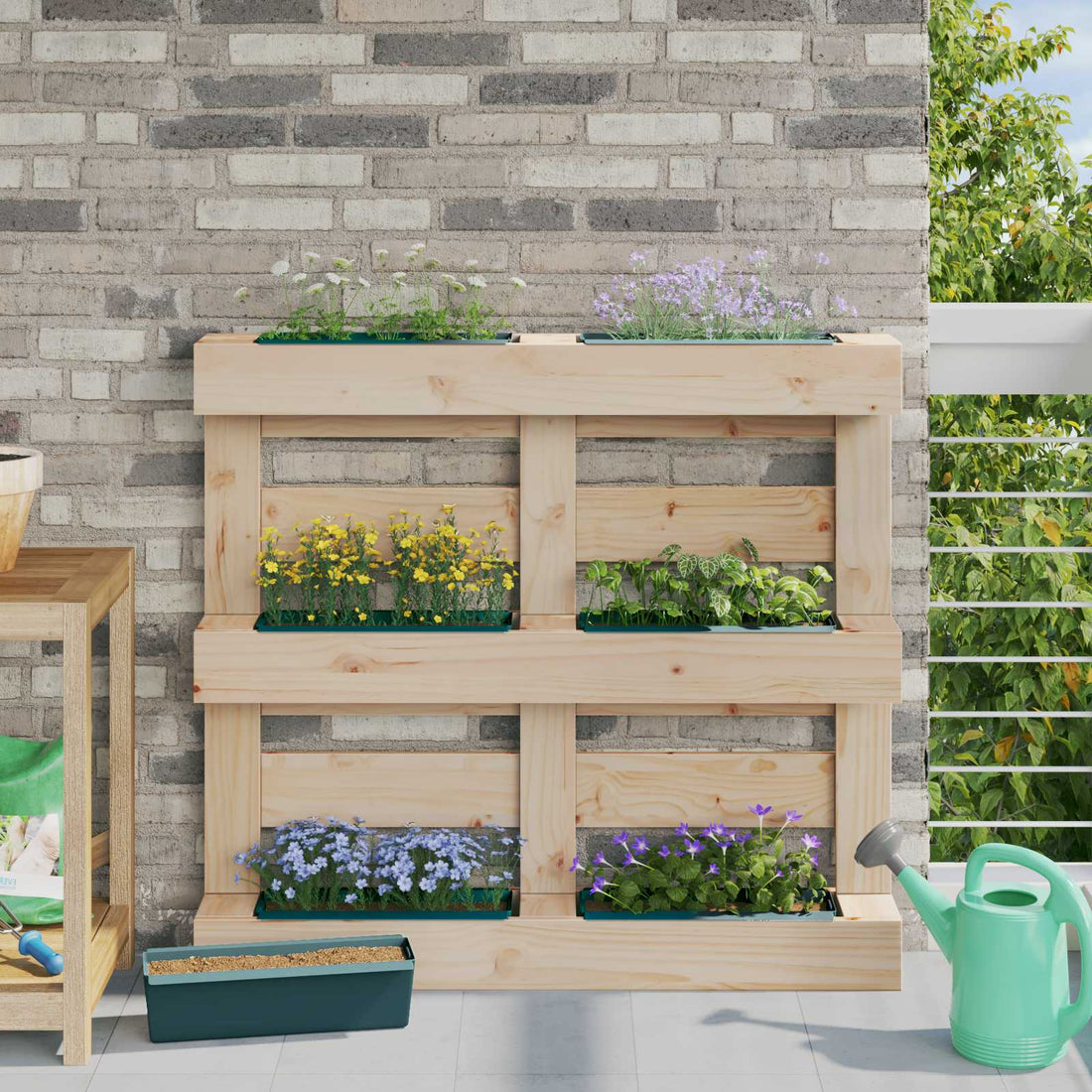 vidaXL Cajas de flores para palets Euro 24 uds. Verde Polipropileno