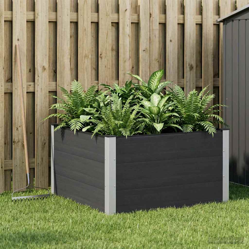 vidaXL Arriate elevado Negro 100 x 100 x 54 cm WPC y Aluminio