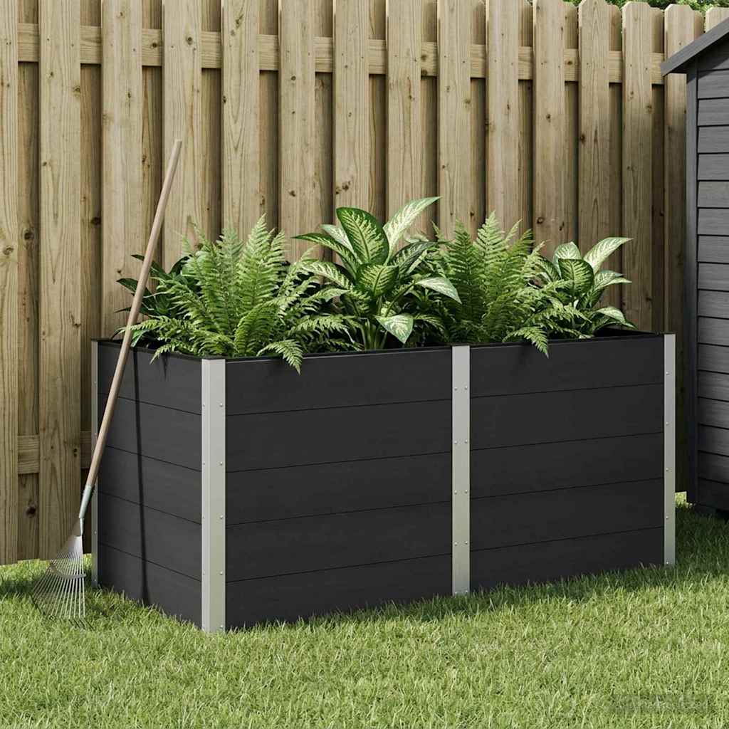 vidaXL Arriate elevado Negro 200 x 100 x 91 cm WPC y Aluminio