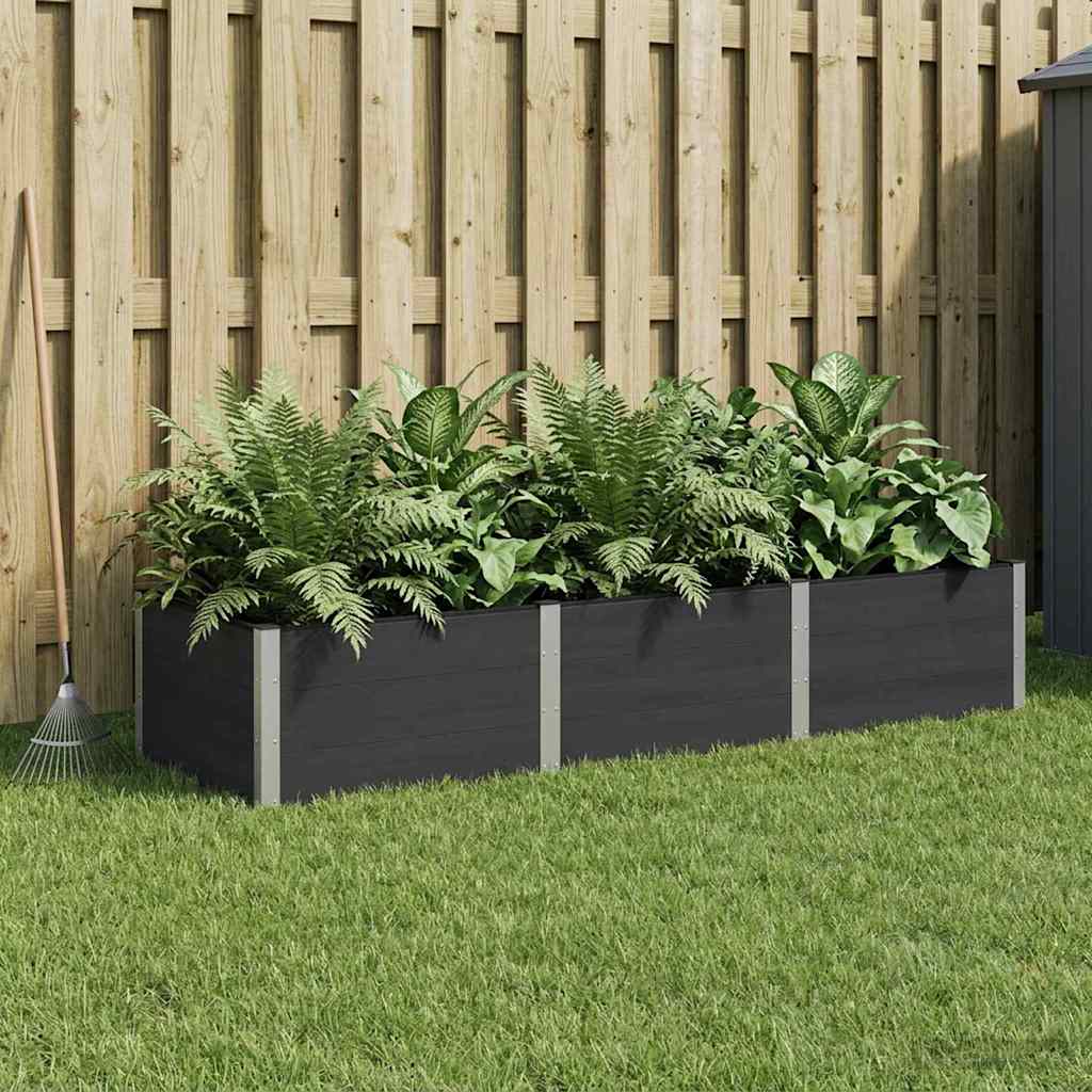 vidaXL Arriate elevado Negro 300 x 100 x 54 cm WPC y Aluminio