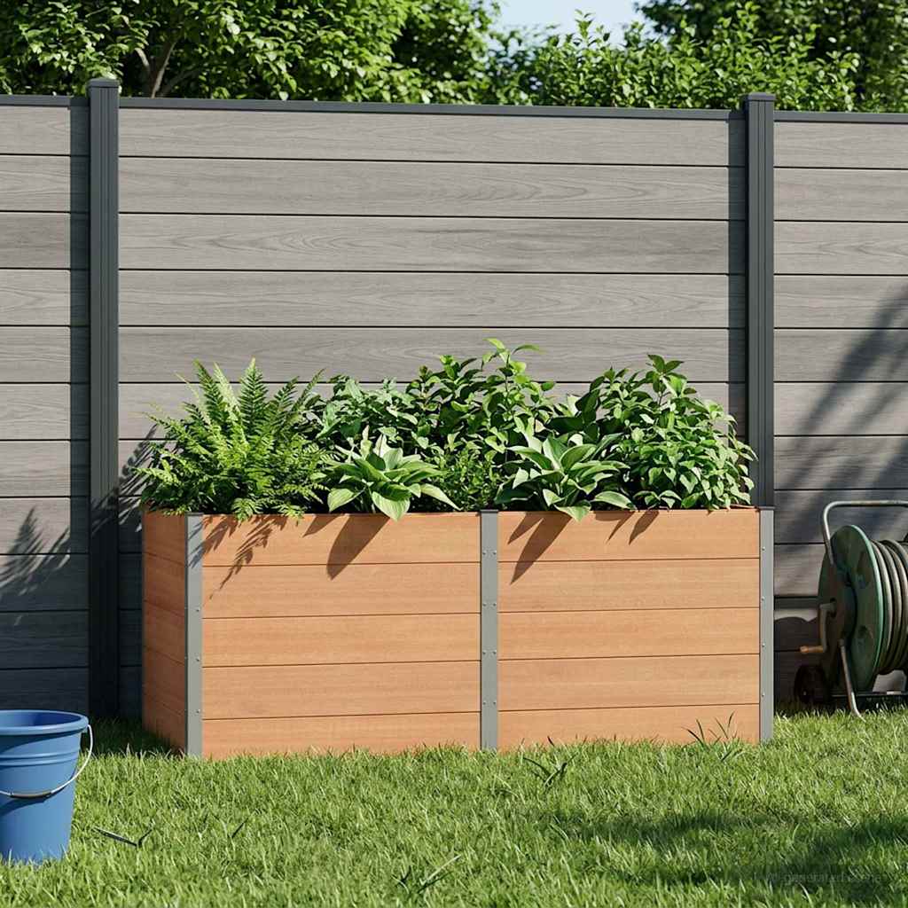 vidaXL Arriate elevado Marrón 250 x 100 x 91 cm WPC y Aluminio