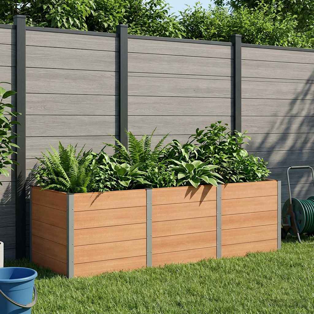 vidaXL Arriate elevado Marrón 300 x 100 x 91 cm WPC y Aluminio