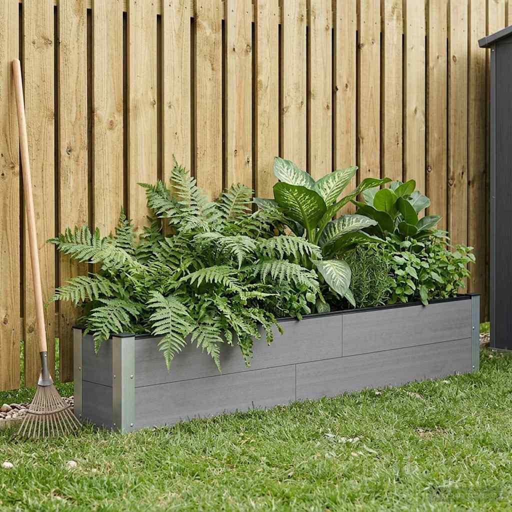 vidaXL Arriate elevado Gris 200 x 30 x 36 cm WPC y Aluminio