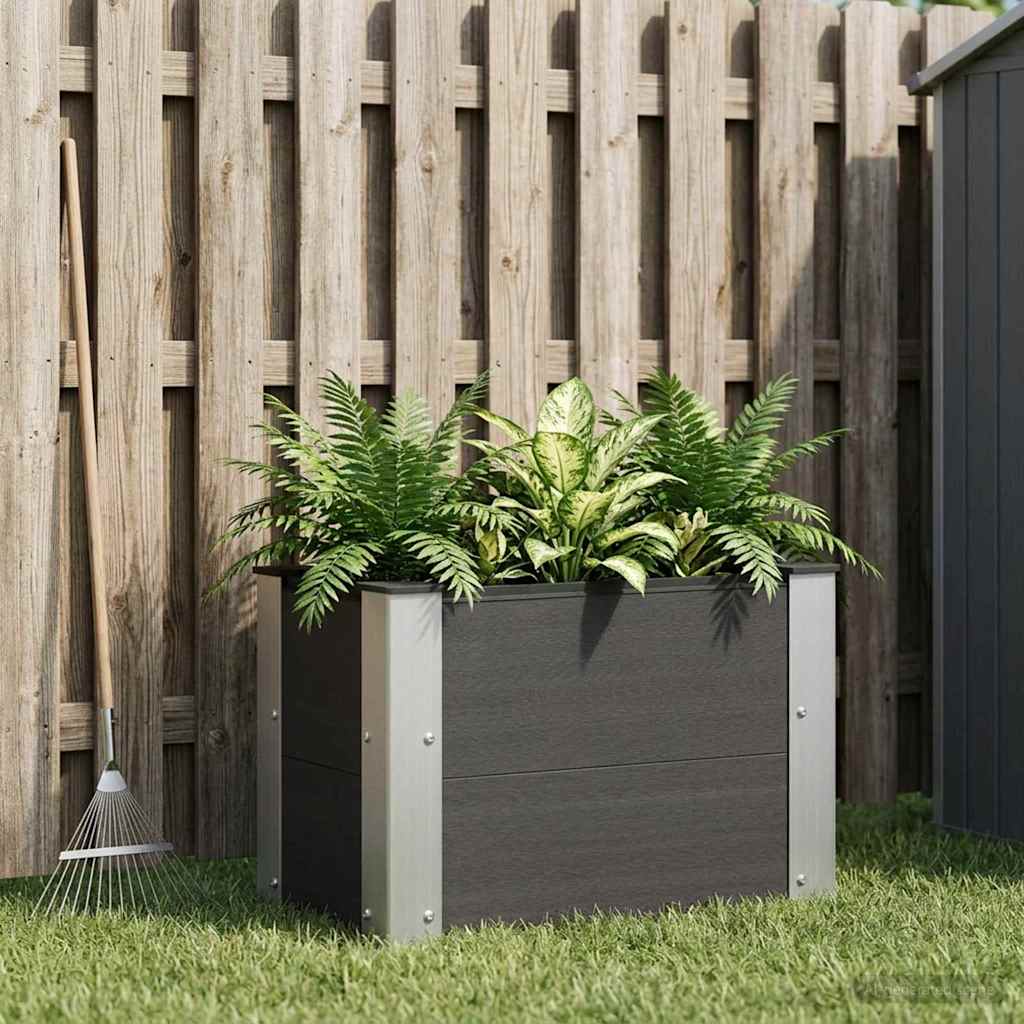 vidaXL Arriate elevado Negro 50 x 30 x 36 cm WPC y Aluminio
