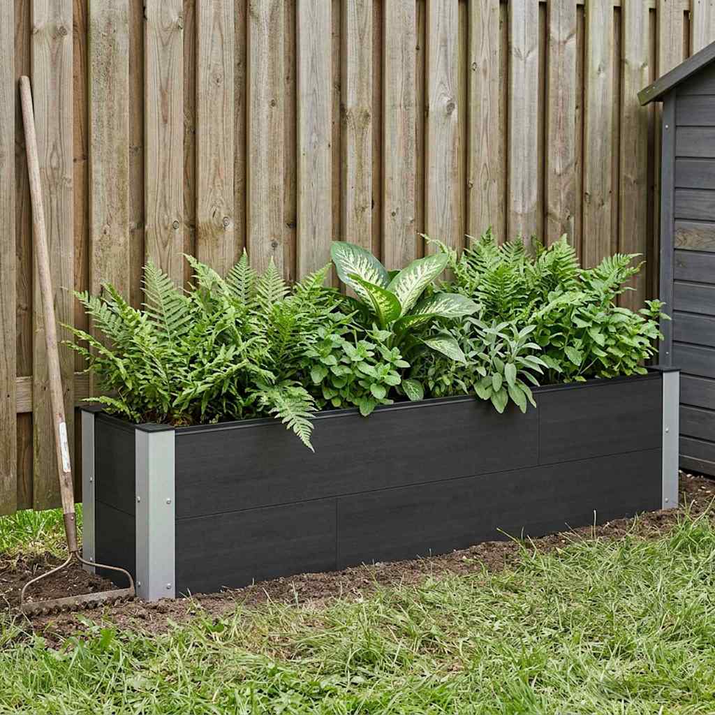 vidaXL Arriate elevado Negro 150 x 30 x 36 cm WPC y Aluminio