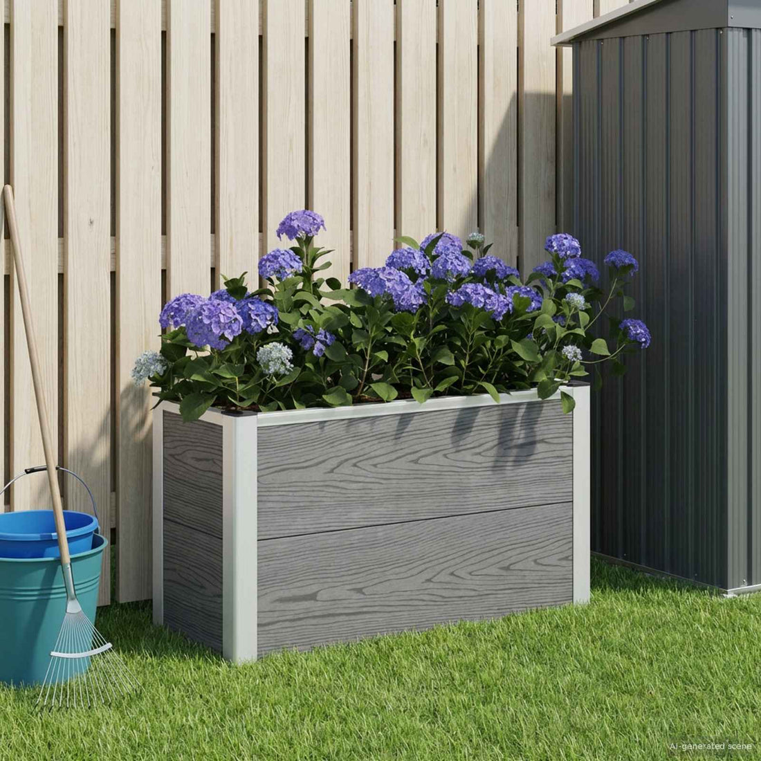 vidaXL Arriate elevado Gris 75 x 30 x 42 cm WPC y Aluminio