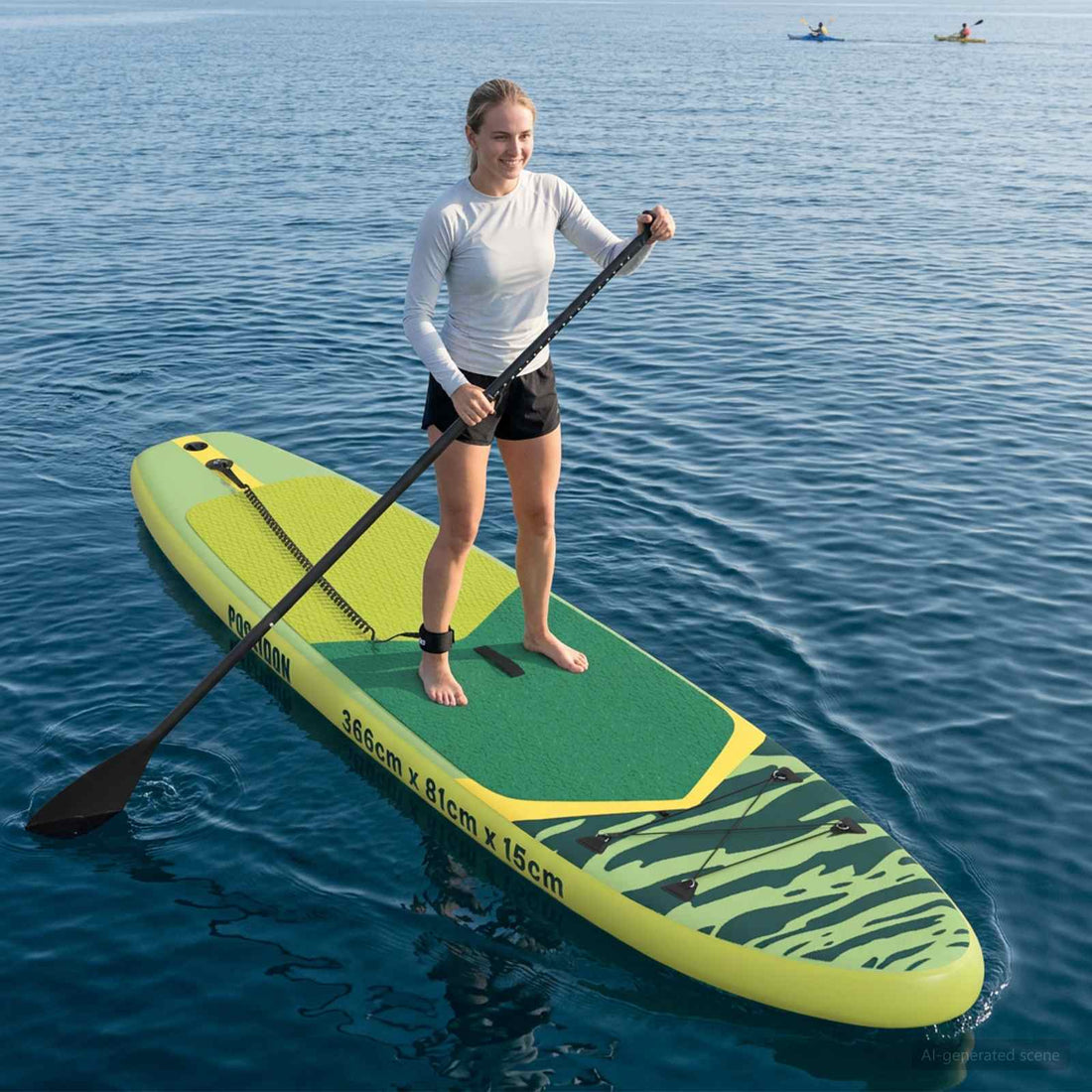 vidaXL Tabla de Paddle Inflable POSEIDON 366 x 81 x 15 cm Verde para
