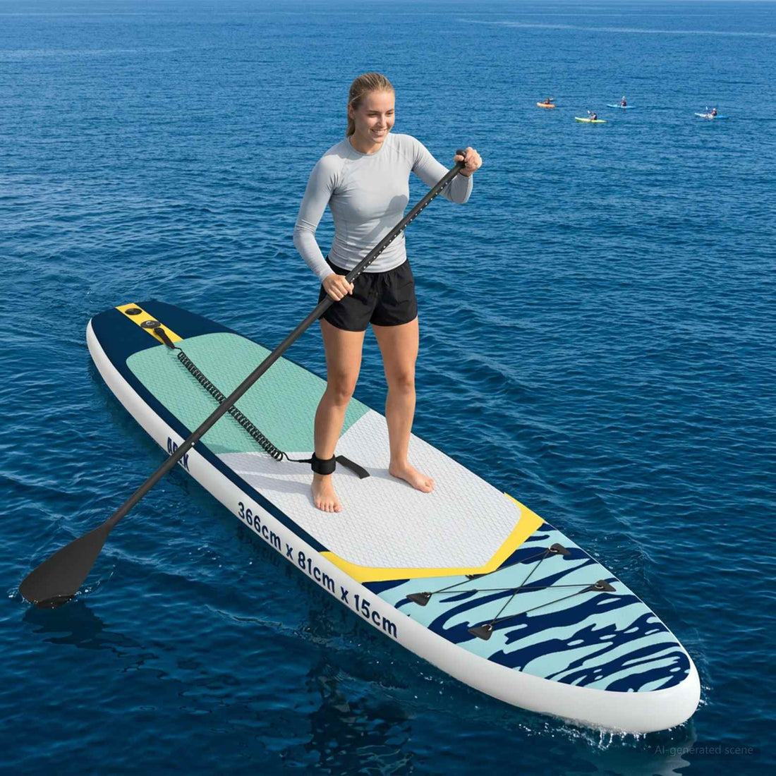 vidaXL Tabla de Paddle Inflable APEX 366 x 81 x 15 cm Azul para