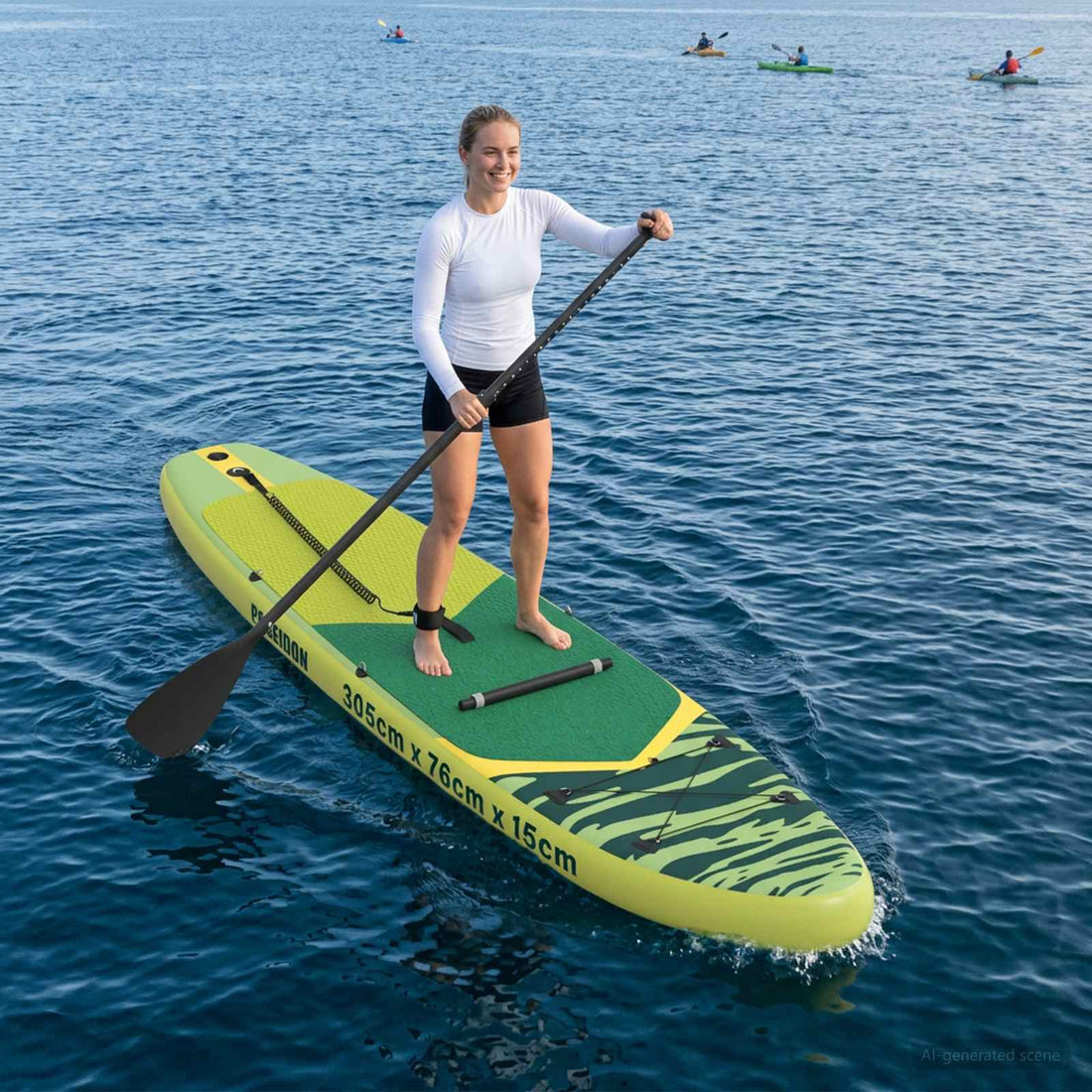 vidaXL Tabla SUP con Asiento 2-en-1 POSEIDON 305 x 76 x 15 cm Verde