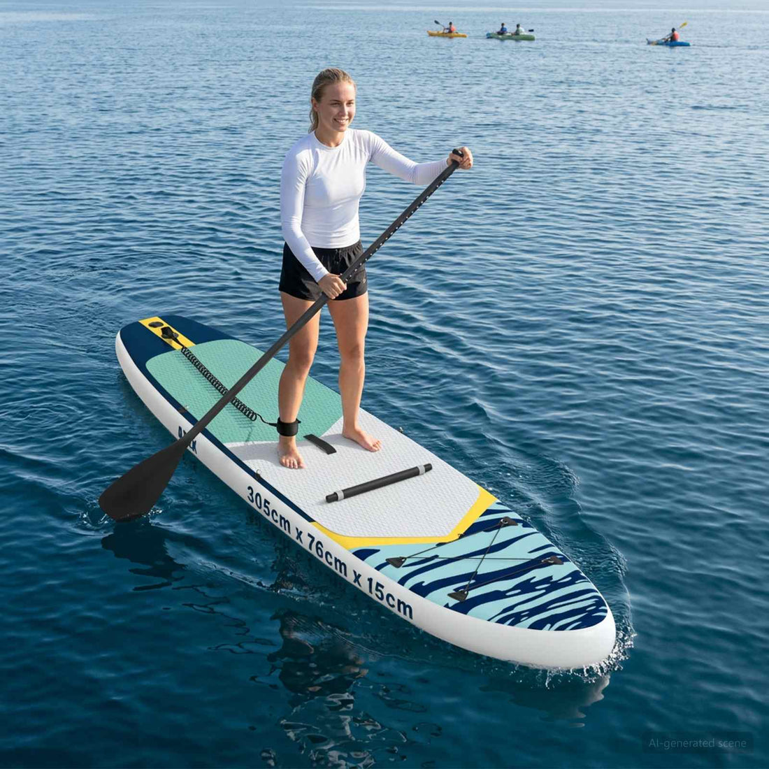 vidaXL Tabla SUP con Asiento 2-en-1 APEX 305 x 76 x 15 cm Azul